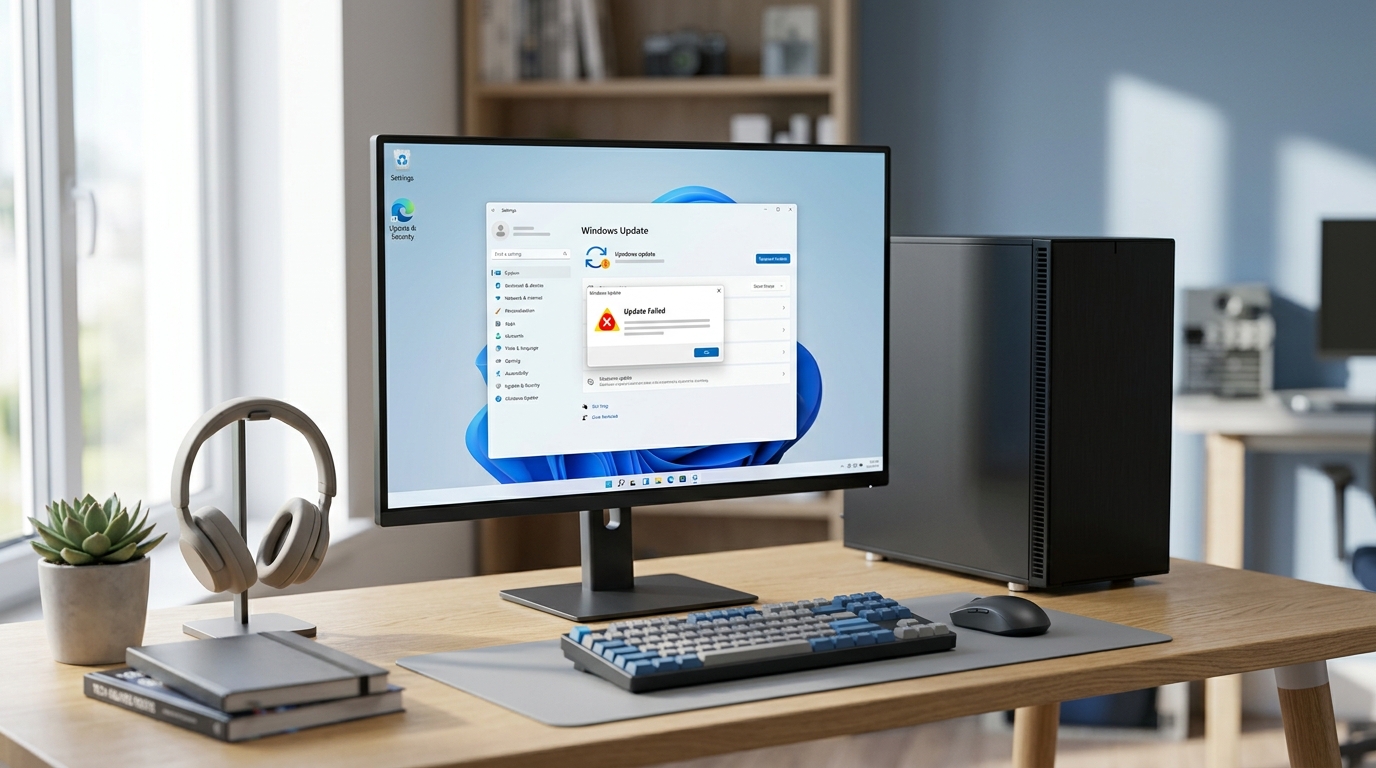 Windows 11 update error displayed on a computer screen